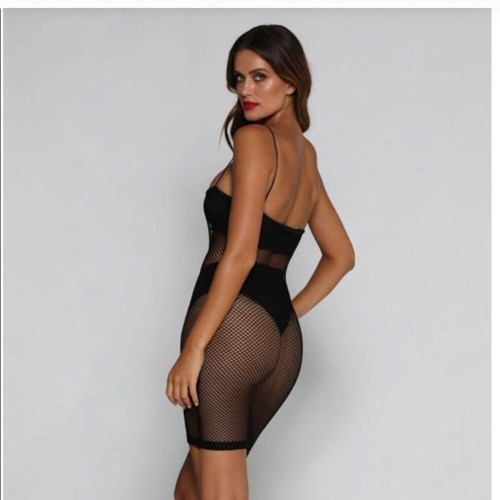 MESHKI Salma fishnet dress